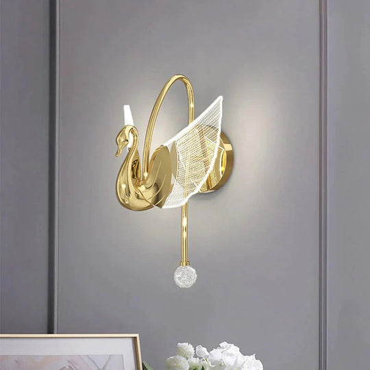 Nordic Art Deco LED Swan Wall Lamp  for Bedroom Bedside wall Living Room Hallway Indoor Lighting