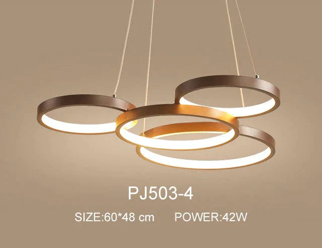 Nordic Brown LED Pendant Lights Dimmable Stitching Ring Hanging Light For Diving Room Bedroom Kitchen Cafe Bar Lampa Wiszaca Led