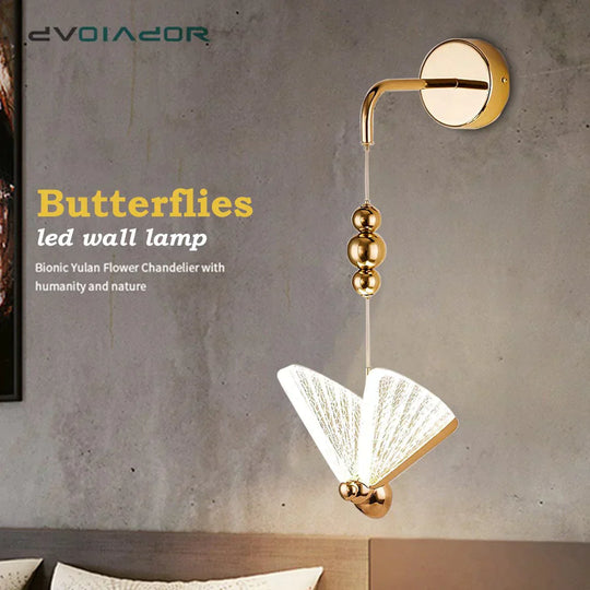 Nordic Butterfly Led Wall Light For Bedroom Wall