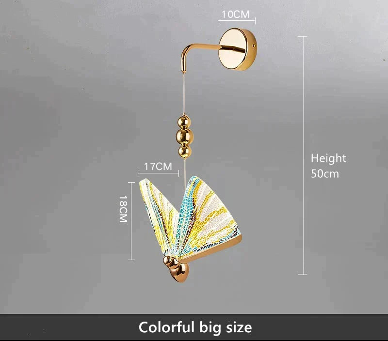 Nordic Butterfly Led Wall Light For Bedroom Colorful Big Size / Warm White Wall