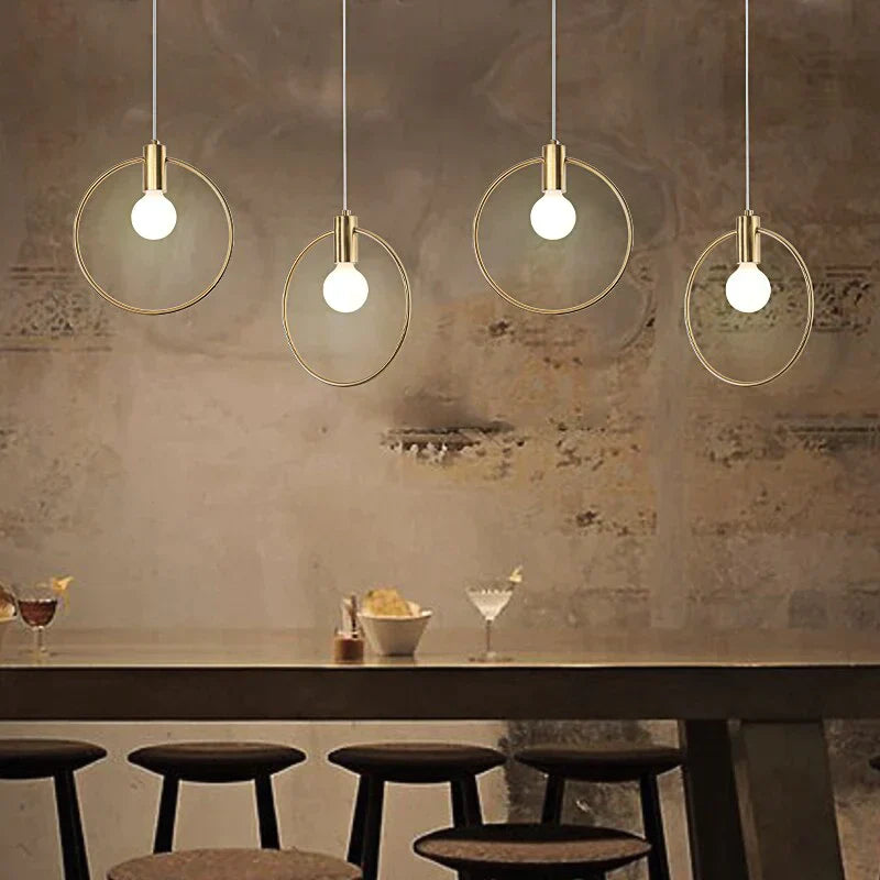 Nordic Circular Ring Pendant Lights Modern Handlamp For Restaurant Living Room Bar E14 LED Industrial Pendant Lamps Luminaire