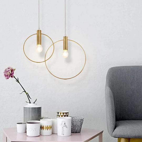 Nordic Circular Ring Pendant Lights Modern Handlamp For Restaurant Living Room Bar E14 LED Industrial Pendant Lamps Luminaire