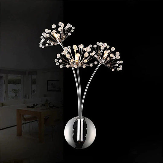 Nordic Creative Crystal Flower Dandelion Wall Lamps for Bathroom Bedroom Bedside Lamp Living Room