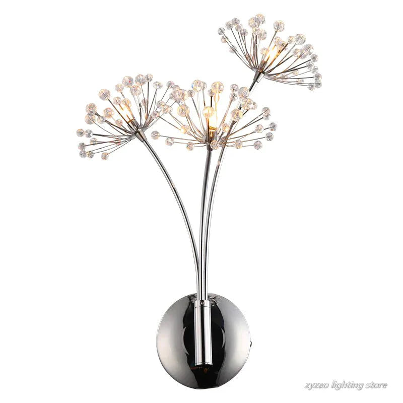 Nordic Creative Crystal Flower Dandelion Wall Lamps for Bathroom Bedroom Bedside Lamp Living Room