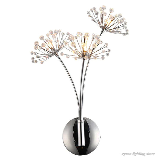 Nordic Creative Crystal Flower Dandelion Wall Lamps For Bathroom Bedroom Bedside Lamp Living Room