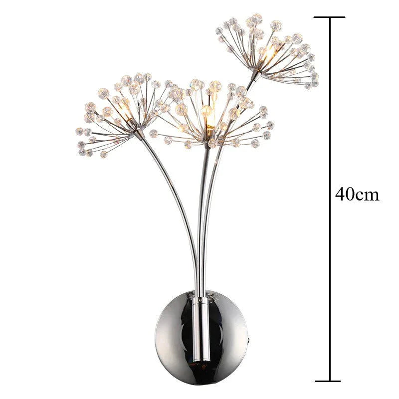 Nordic Creative Crystal Flower Dandelion Wall Lamps for Bathroom Bedroom Bedside Lamp Living Room