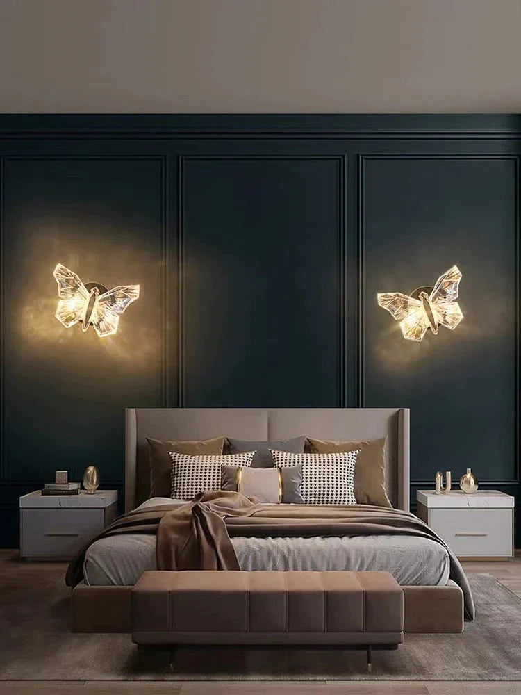 Nordic Creative Luxury Butterfly Wall Lamp For Bedroom Living Room Lighting Wall Lamp