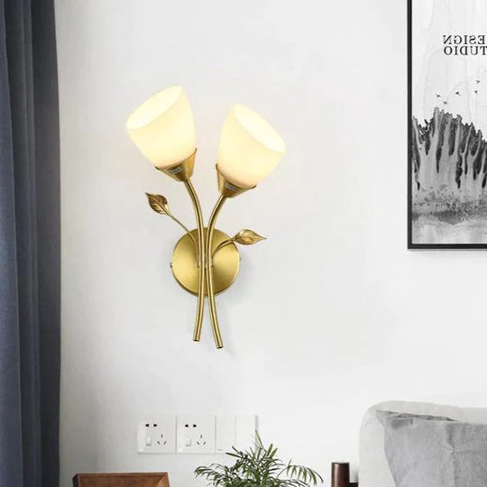 Nordic Flower Living Room Stairs Bedroom Bedside Copper Wall Lamp Lamps