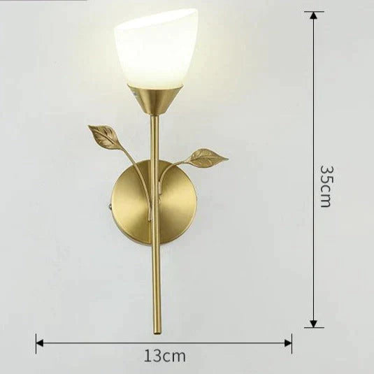 Nordic Flower Living Room Stairs Bedroom Bedside Copper Wall Lamp Lamps