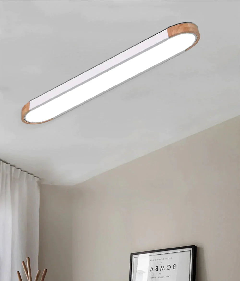 Nordic LED Ceiling Light Aisle Lights Office Strip Lighting Round Corner Creative Simple Corridor Balcony Wood