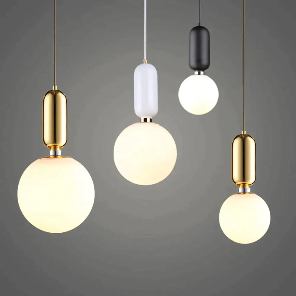 Nordic LED Pendant Lights Frosted Glass Industrial Handin Pendant Lamp Modern Bedroom Hanglamp Living Room Suspension Luminaire