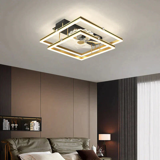 Nordic Light Luxury Fan Living Room Square Ceiling Lamp Simple Dining Bedroom