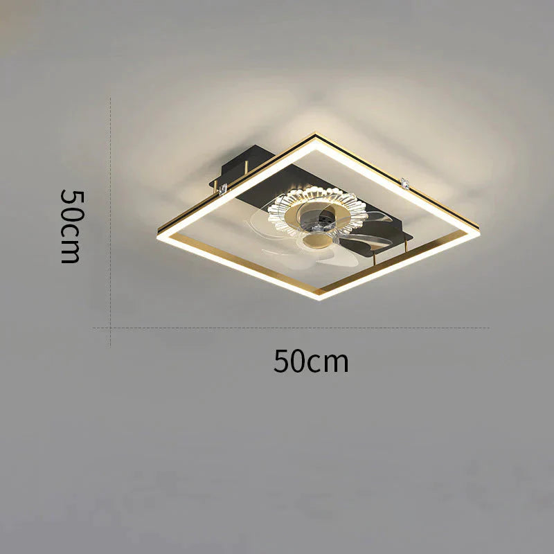 Nordic Light Luxury Fan Living Room Square Ceiling Lamp Simple Dining Room Bedroom Lamp