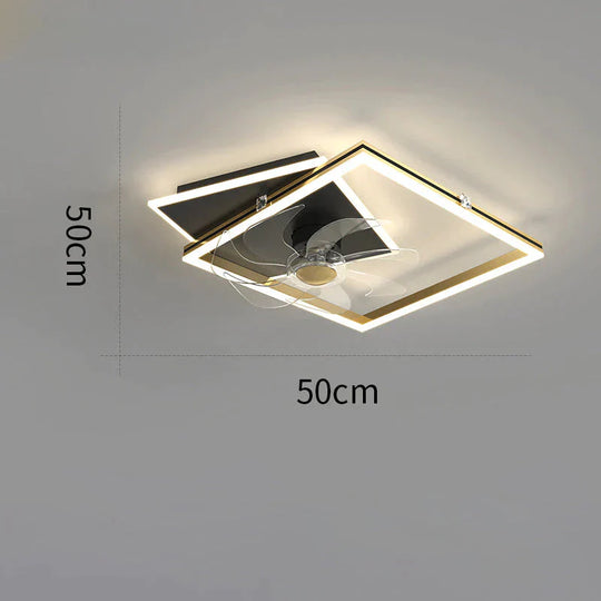 Nordic Light Luxury Fan Living Room Square Ceiling Lamp Simple Dining Room Bedroom Lamp