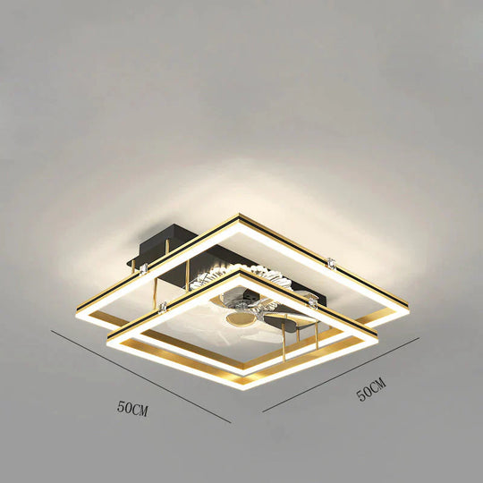 Nordic Light Luxury Fan Living Room Square Ceiling Lamp Simple Dining Room Bedroom Lamp