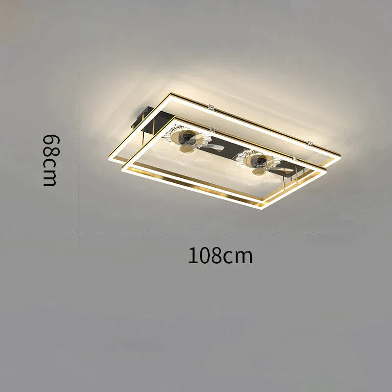 Nordic Light Luxury Fan Living Room Square Ceiling Lamp Simple Dining Bedroom