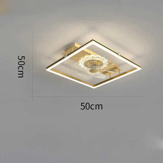 Nordic Light Luxury Fan Living Room Square Ceiling Lamp Simple Dining Room Bedroom Lamp