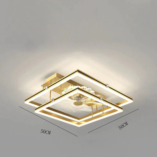 Nordic Light Luxury Fan Living Room Square Ceiling Lamp Simple Dining Room Bedroom Lamp