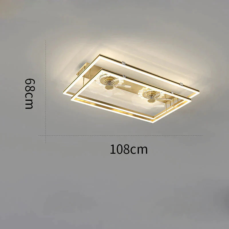 Nordic Light Luxury Fan Living Room Square Ceiling Lamp Simple Dining Room Bedroom Lamp