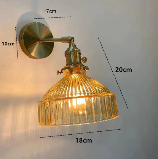 Nordic Literature And Art Fresh Bedroom Glass Brass Copper Wall Lamp