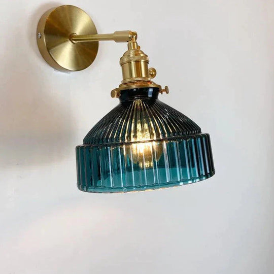 Nordic Literature And Art Fresh Bedroom Glass Brass Copper Wall Lamp