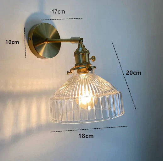 Nordic Literature And Art Fresh Bedroom Glass Brass Copper Wall Lamp Copper Wall Lamps