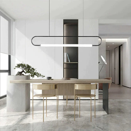 Nordic Minimalist Bar Hanging Rectangular Frame Pendant Light