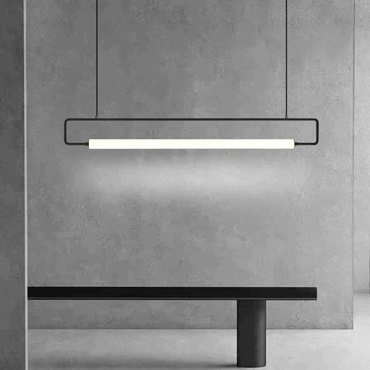 Nordic Minimalist Bar Hanging Rectangular Frame Pendant Light