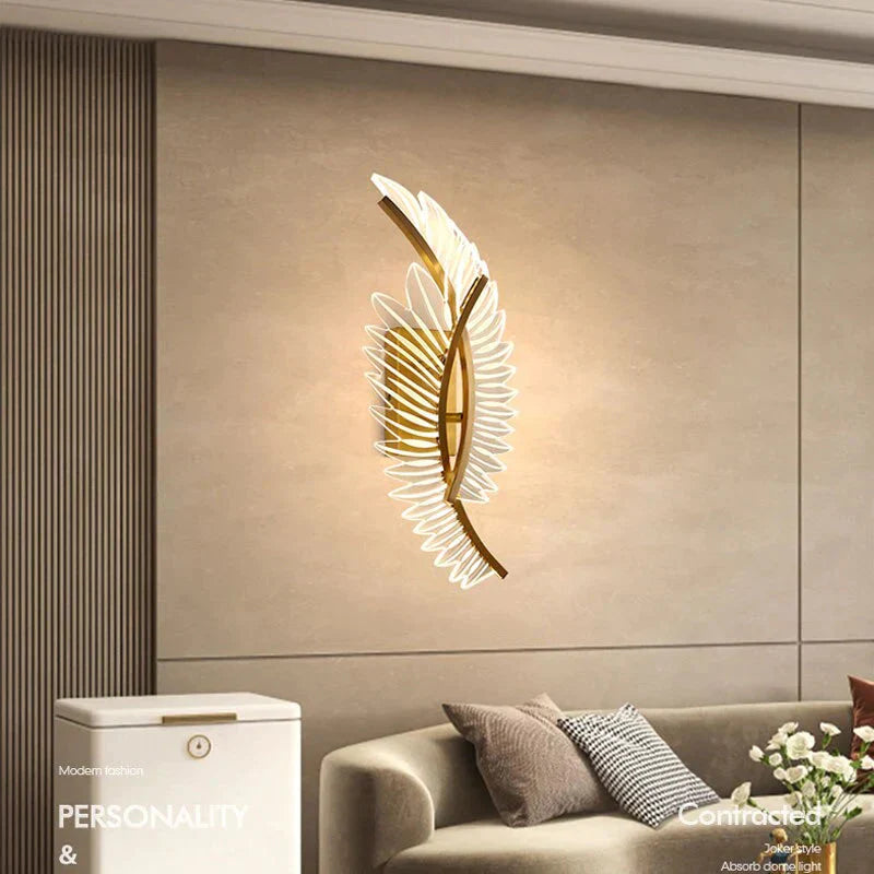 Nordic modern art bedside feather LED Wall Lamp