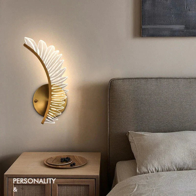 Nordic modern art bedside feather LED Wall Lamp