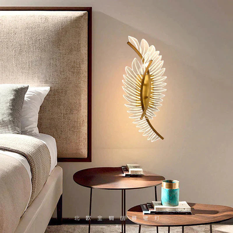 Nordic modern art bedside feather LED Wall Lamp