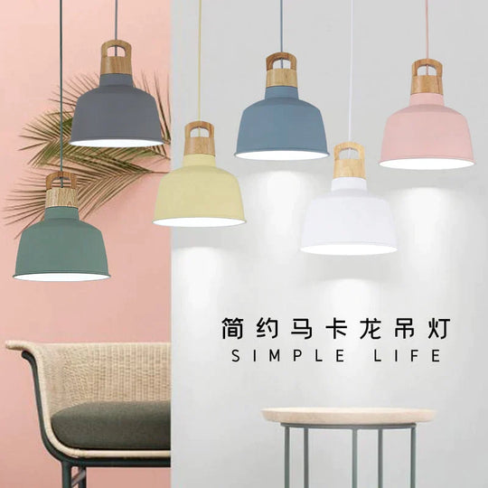 Nordic modern ceiling lamp wood aluminum pendant lights living room dining table kitchen aisle bedside decorative lighting