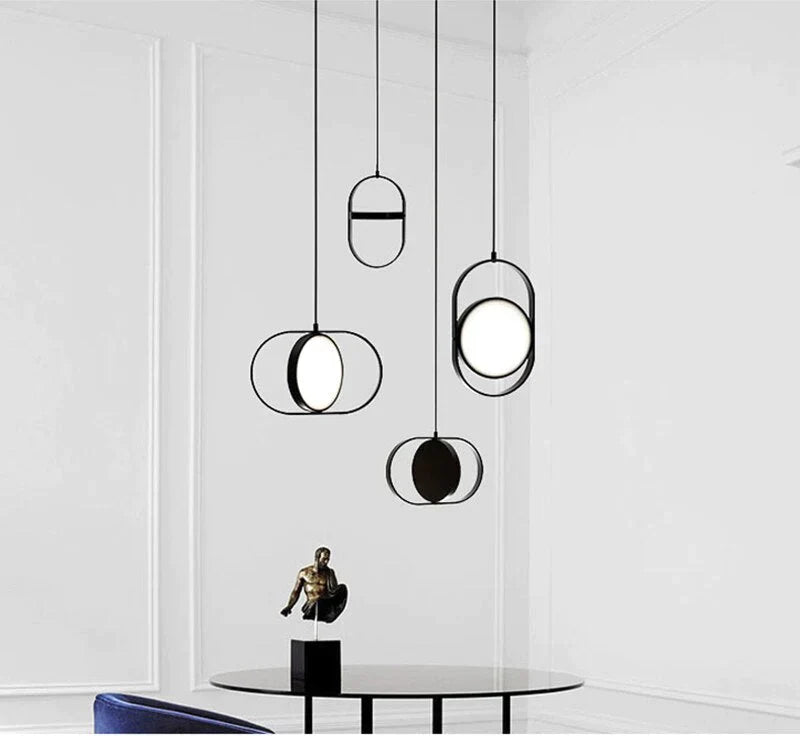 Nordic Modern Geometry Simple Rotary Pendant Lights Designer luminarias Circular Hanging Lamp Bar Bedside Light Fixtures