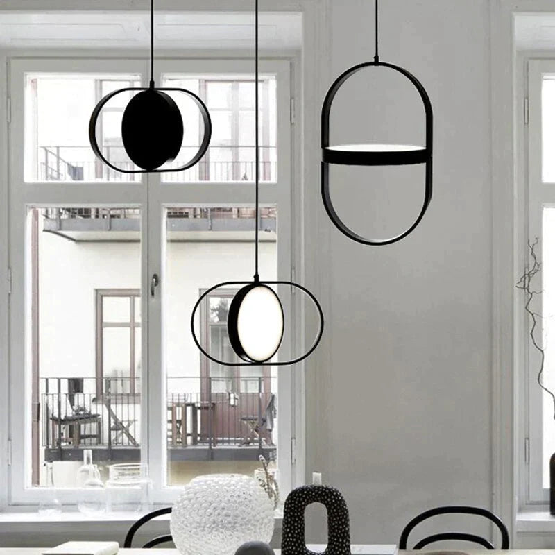 Nordic Modern Geometry Simple Rotary Pendant Lights Designer luminarias Circular Hanging Lamp Bar Bedside Light Fixtures