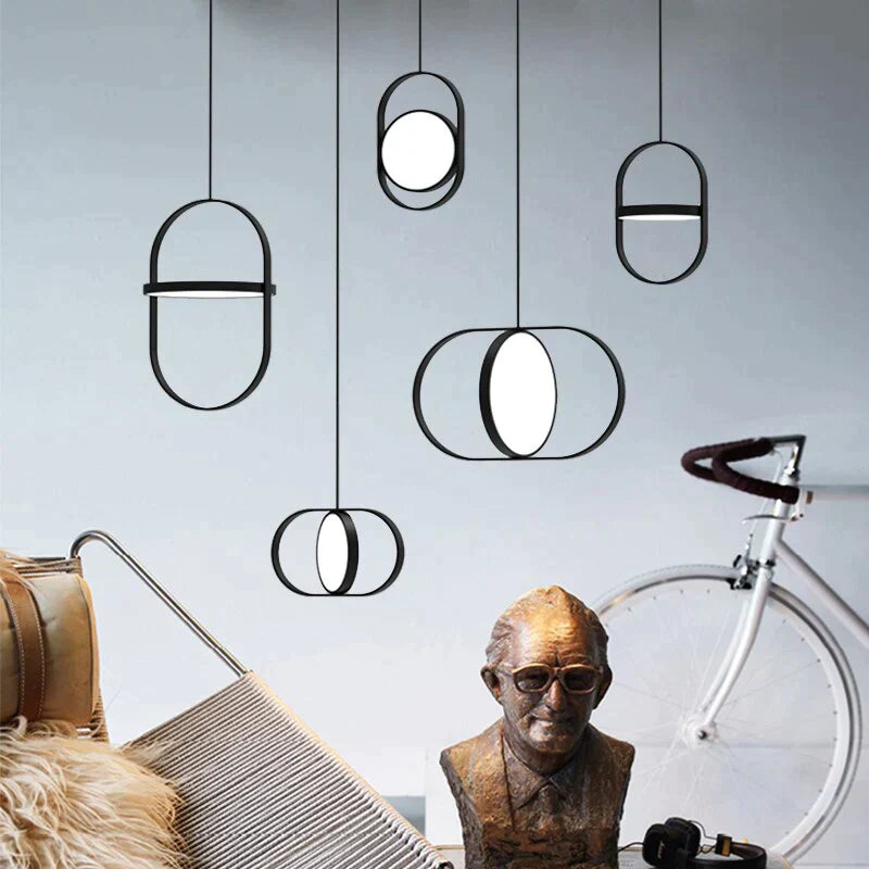 Nordic Modern Geometry Simple Rotary Pendant Lights Designer luminarias Circular Hanging Lamp Bar Bedside Light Fixtures