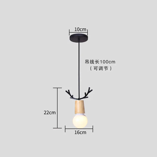 Nordic Modern Simple Wood Little antlers pendant lights, Restaurant Dining Table Kitchen Bed Decoration Lighting