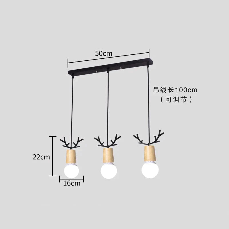 Nordic Modern Simple Wood Little antlers pendant lights, Restaurant Dining Table Kitchen Bed Decoration Lighting