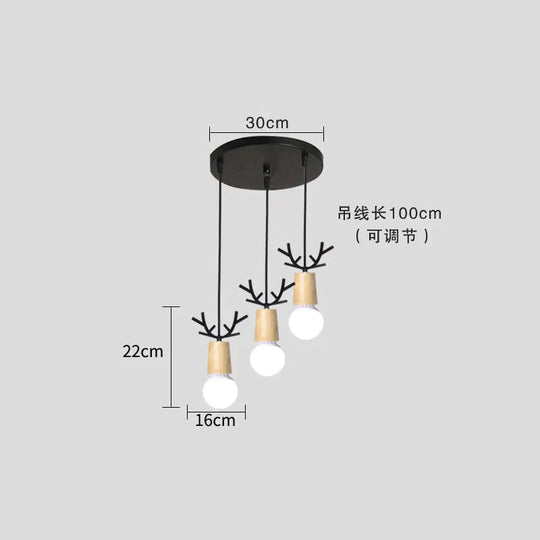 Nordic Modern Simple Wood Little antlers pendant lights, Restaurant Dining Table Kitchen Bed Decoration Lighting