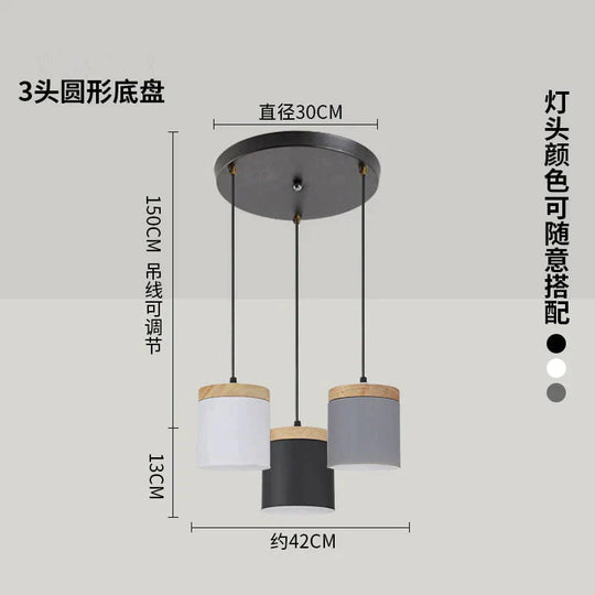 Nordic Modern Wood Aluminum E27 Pendant Lights, Living Room Dining Room Bedside Dining Table Decorative Lighting