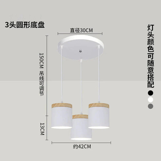 Nordic Modern Wood Aluminum E27 Pendant Lights, Living Room Dining Room Bedside Dining Table Decorative Lighting