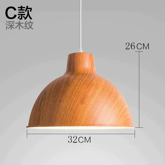 Nordic modern wood grain Spray paint aluminum pendant lights, living room dining room desk bedside decorative lighting lamps