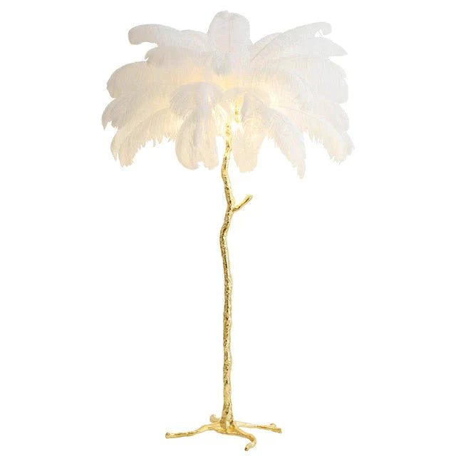 Nordic Ostrich Feather Floor Lamp Stand Light Copper Modern Interior Lighting Decor Home Floor Lights Luminaria Ostrich Feather