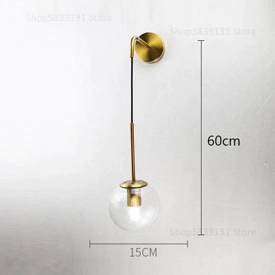 Nordic Retro Modern Glass Ball Wall Lamps for Bedside Living Room Corridor Staircase Lighting