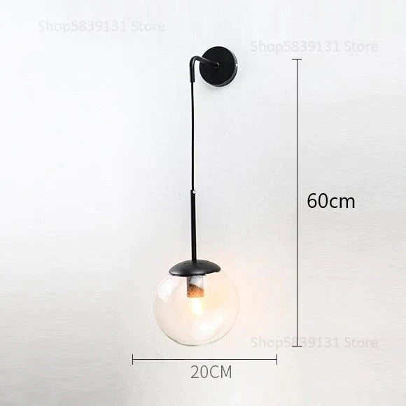 Nordic Retro Modern Glass Ball Wall Lamps for Bedside Living Room Corridor Staircase Lighting