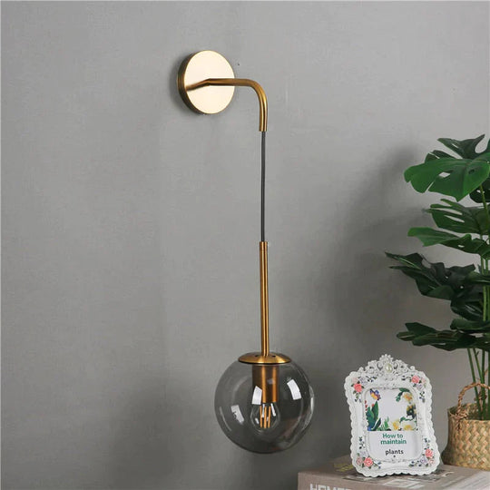 Nordic Retro Modern Glass Ball Wall Lamps for Bedside Living Room Corridor Staircase Lighting