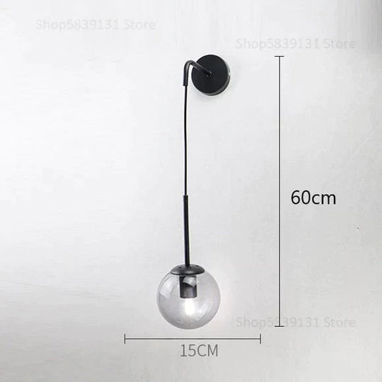 Nordic Retro Modern Glass Ball Wall Lamps for Bedside Living Room Corridor Staircase Lighting