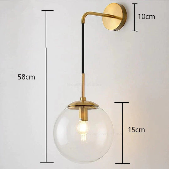 Nordic Retro Modern Glass Ball Wall Lamps for Bedside Living Room Corridor Staircase Lighting