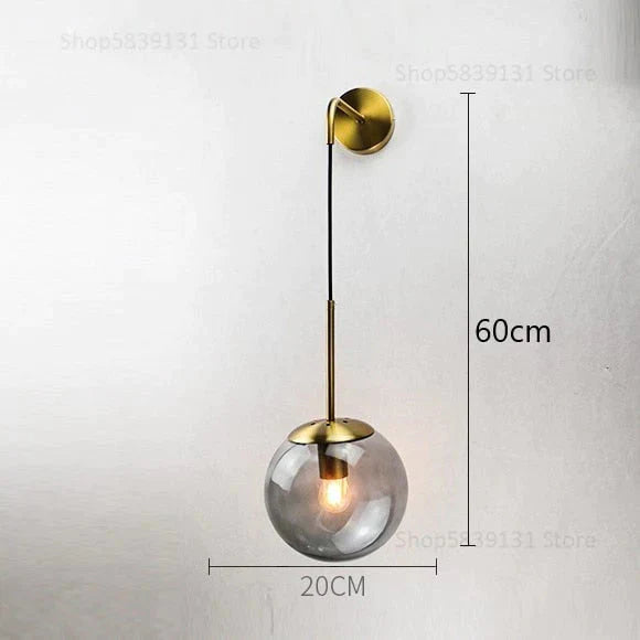 Nordic Retro Modern Glass Ball Wall Lamps for Bedside Living Room Corridor Staircase Lighting