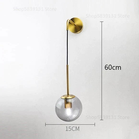 Nordic Retro Modern Glass Ball Wall Lamps for Bedside Living Room Corridor Staircase Lighting