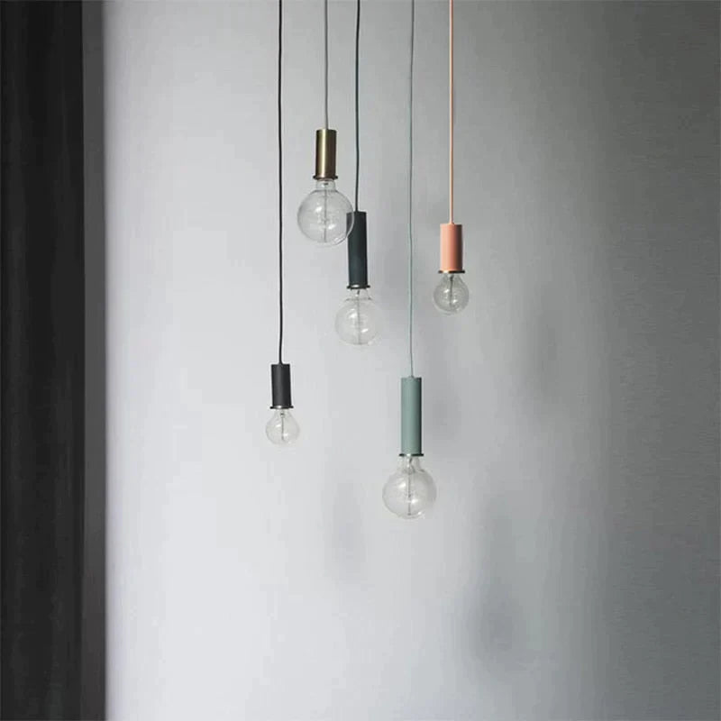 Nordic Simple Pendant Lights Suspension Aluminum Tube E27 Lamps Holder Dining Table Kitchen Bedside Wall Decorate